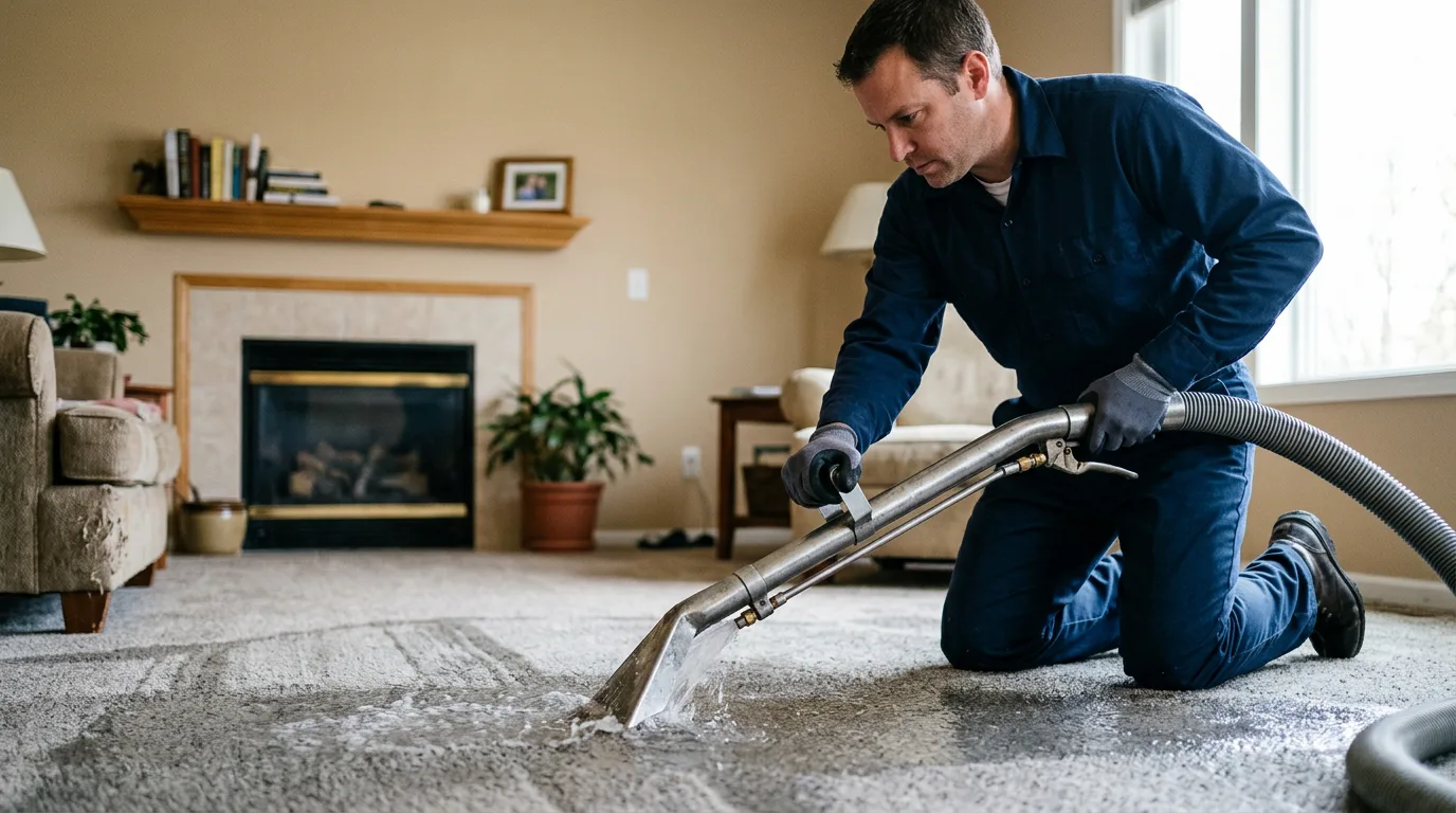 Water damage restoration technician working near Hughes Springs, TX